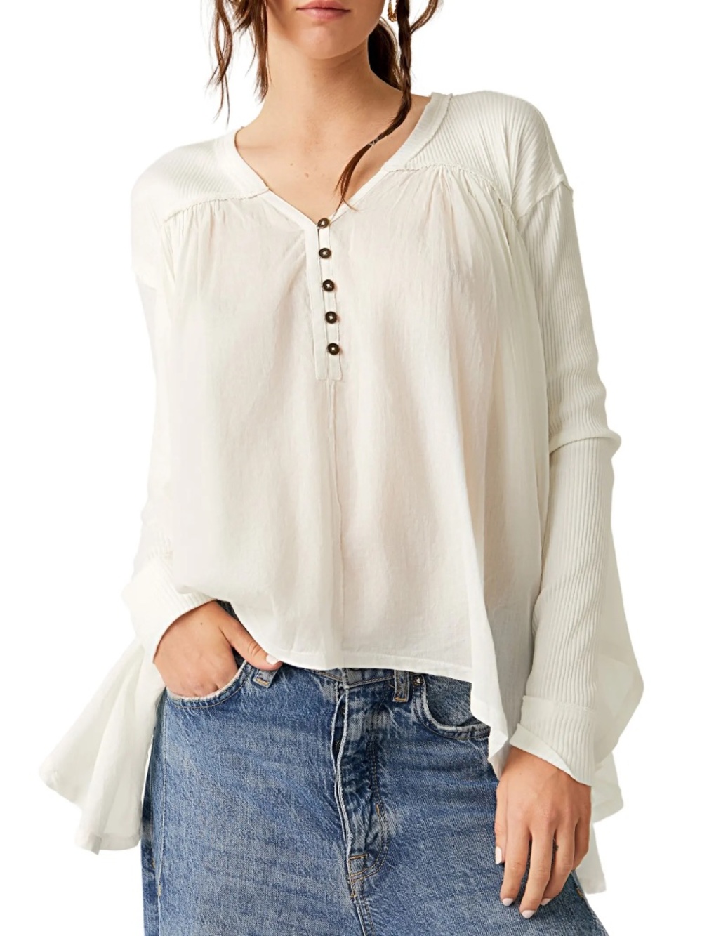 NWT Free People Lyrical Tunic in Cream - Size Small
